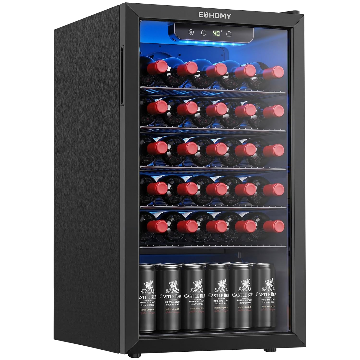 Wine Beer Fridge - 125 Can Beverage Cooler with Glass