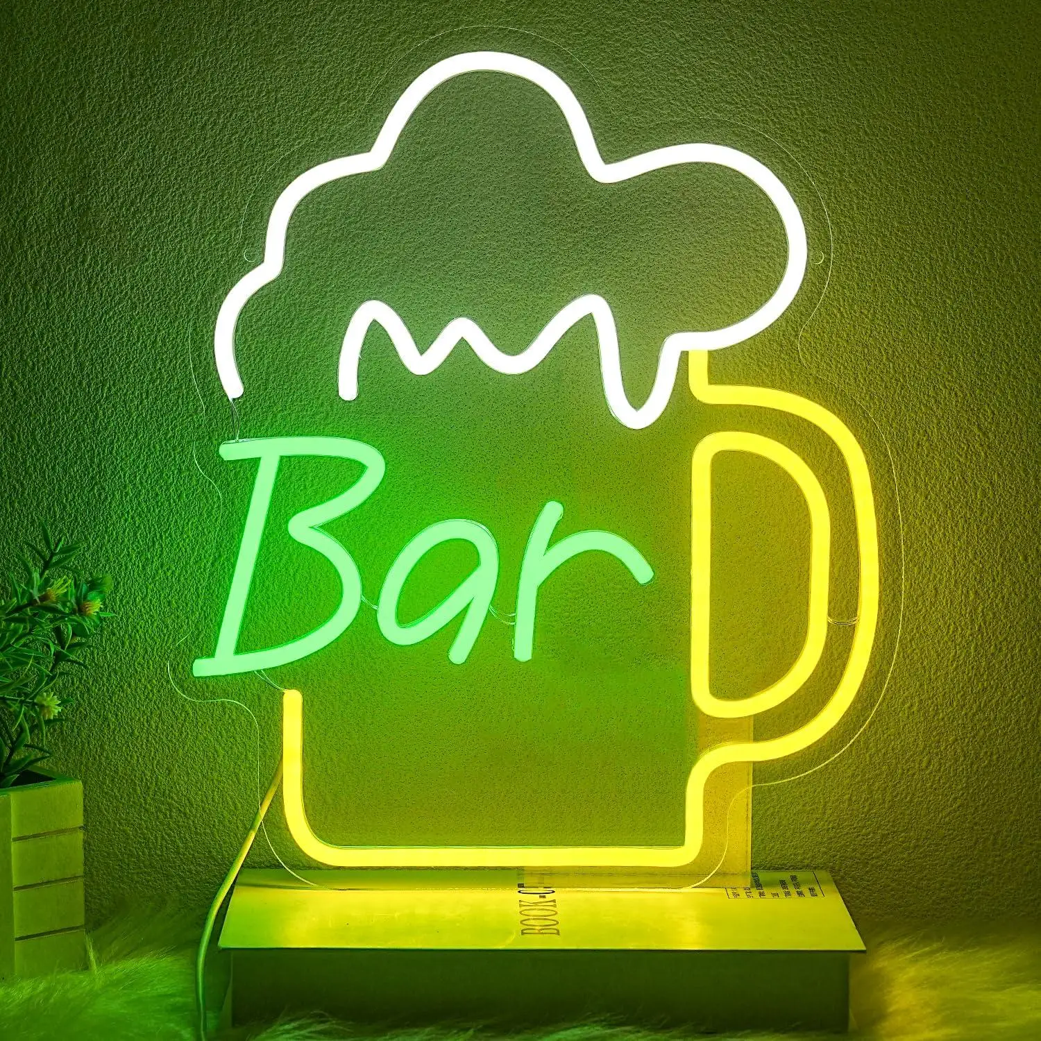 Beer & Wine Downtown - Beer Bar Neon Sign USB Dimmable