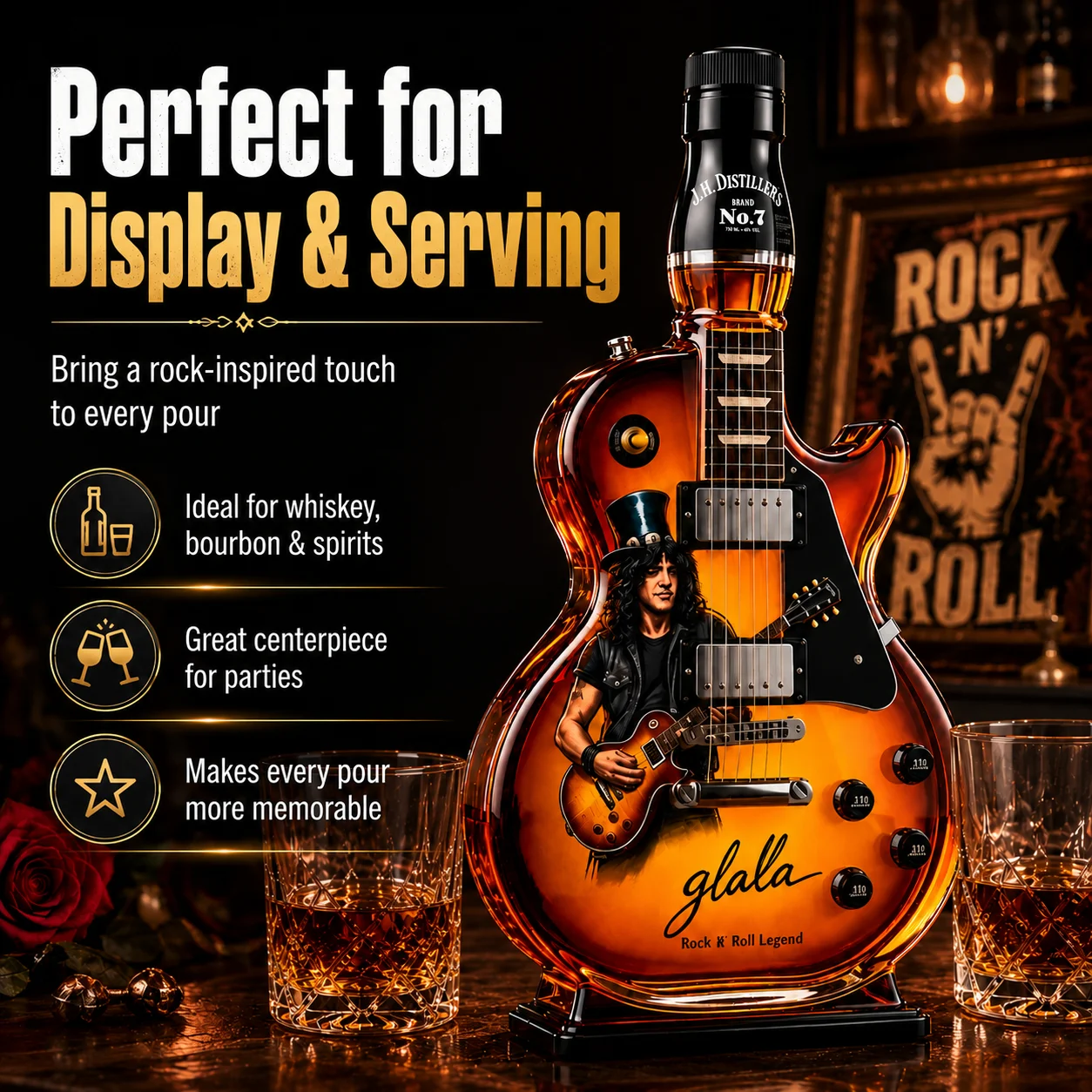Wine Beer And Spirits - Slash Guitar Shaped Whiskey Decanter, Guns