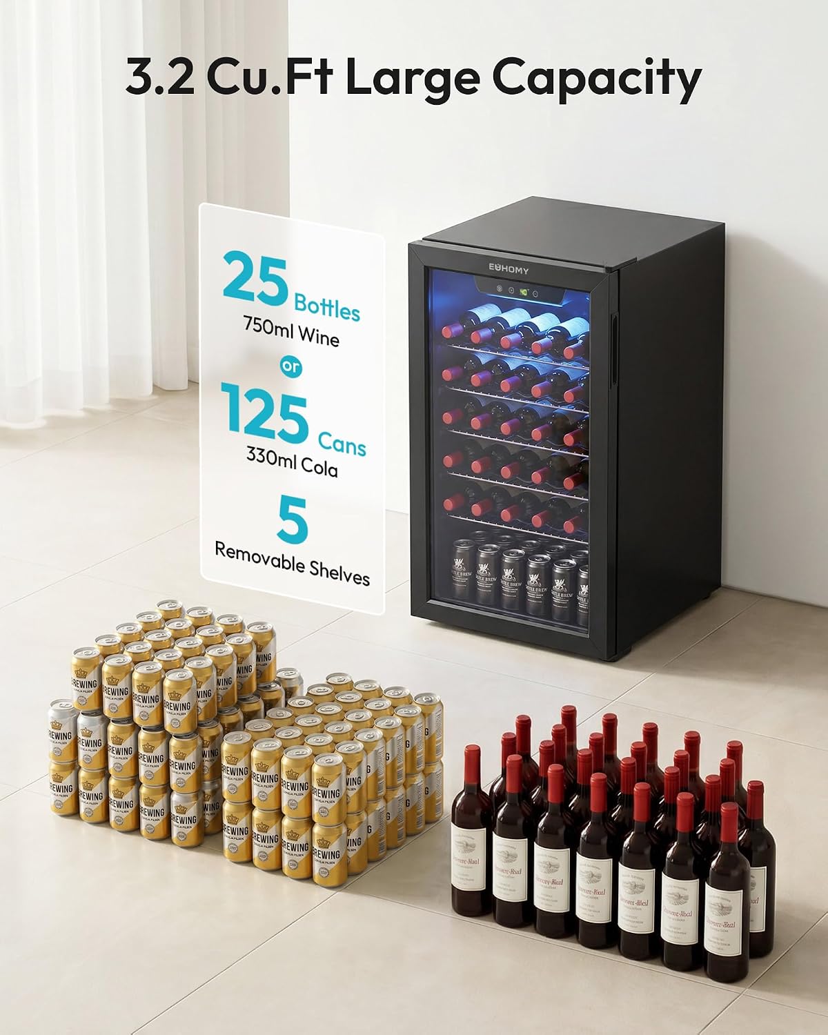 125 Can Beverage Cooler with G - đánh giá và giá Wine Beer Fridge